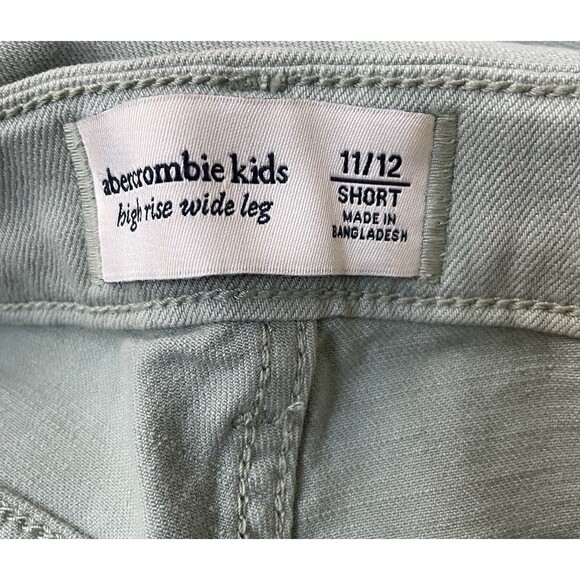 Abercrombie Kids High-Rise Girls11/12 Short Wide Leg Pants Light Green Adj Waist - Picture 5 of 9
